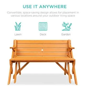 Transforming Outdoor Wooden Table and Bench Set