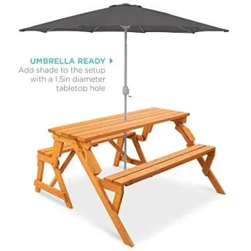 Transforming Outdoor Wooden Table and Bench Set