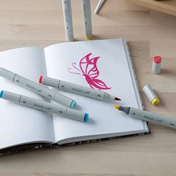 Artist's Loft Premium Bright Primaries Sketch Markers - Dual Tip 6 Pack