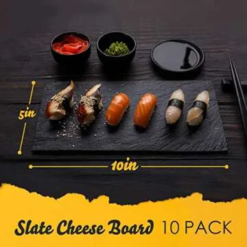 Zopeal 10 Pcs 10" x 5" Black Slate Charcuterie Boards Charcuterie Stone Plates with Natural Edge Sla...