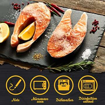 Zopeal 10 Pcs 10" x 5" Black Slate Charcuterie Boards Charcuterie Stone Plates with Natural Edge Slate Cheese Tray Serving Stone Board for Kitchen Dining Party Meat Dried Fruits Display Chalkboard