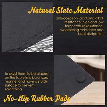 Zopeal 10 Pcs 10" x 5" Black Slate Charcuterie Boards Charcuterie Stone Plates with Natural Edge Slate Cheese Tray Serving Stone Board for Kitchen Dining Party Meat Dried Fruits Display Chalkboard