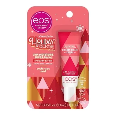 eos Holiday Lip Butter Gift- Candy Cane Swirl Super Balm, 24H Moisture, Stocking Stuffers, 0.35 fl o...