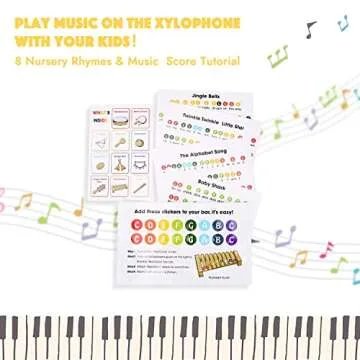 Kidoodler Toddler Musical Instruments with Xylophone & 8 Nursery Rhymes Tutorials, 100% Natural Wood Percussion Instruments Set Eco-Friendly Music Toy for Kids Preschool Educational Boys Girls