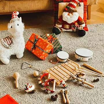 Kidoodler Toddler Musical Instruments with Xylophone & 8 Nursery Rhymes Tutorials, 100% Natural Wood Percussion Instruments Set Eco-Friendly Music Toy for Kids Preschool Educational Boys Girls