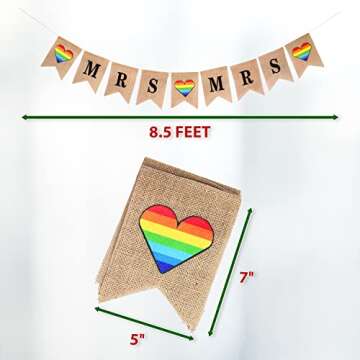 Mandala Crafts Burlap Mrs and Mrs Banner for Lesbian Wedding Decorations - Mrs & Mrs Sign for LGBT Wedding Decorations Lesbian Engagement Party Decorations