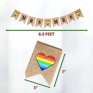 Mandala Crafts Burlap Mrs and Mrs Banner for Lesbian Wedding Decorations - Mrs & Mrs Sign for LGBT Wedding Decorations Lesbian Engagement Party Decorations