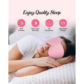 SleepSloth Sleep Eye Mask, 3D Contoured 100% Blackout Eye Mask, Sleep Mask with Adjustable Strap, Ni...
