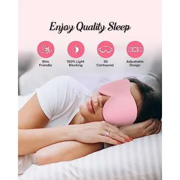 SleepSloth Sleep Eye Mask, 3D Contoured 100% Blackout Eye Mask, Sleep Mask with Adjustable Strap, Ni...