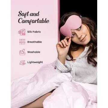 SleepSloth Sleep Eye Mask, 3D Contoured 100% Blackout Eye Mask, Sleep Mask with Adjustable Strap, Night Blindfold for Women Men, Eye Mask for Sleeping, Pink