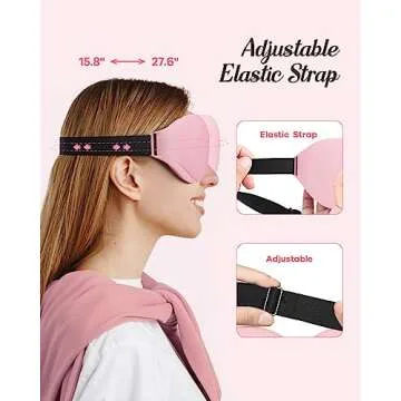 SleepSloth Sleep Eye Mask, 3D Contoured 100% Blackout Eye Mask, Sleep Mask with Adjustable Strap, Night Blindfold for Women Men, Eye Mask for Sleeping, Pink