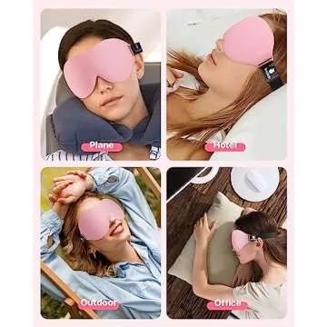 SleepSloth Sleep Eye Mask, 3D Contoured 100% Blackout Eye Mask, Sleep Mask with Adjustable Strap, Night Blindfold for Women Men, Eye Mask for Sleeping, Pink