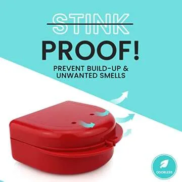 Retainer Case (2 Pack). Retainer Case with Vent Holes. Perfect for Denture, Mouth Guard, Aligners. (True Red)