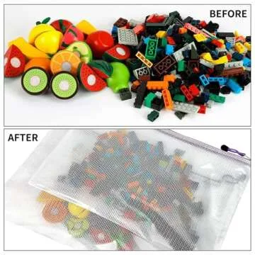 EOOUT 24pcs Mesh Zipper Pouch Bags A3 Extra Large Document Bag with Label Pocket, 16.9x12 Inches, Plastic Zip File Folders, Puzzles, Board Game Storage for Organizing Office Home