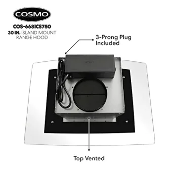 COSMO 30" Island Hood with 380 CFM & LED Lights