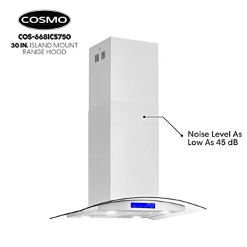 COSMO 30" Island Hood with 380 CFM & LED Lights
