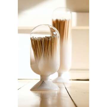 Skeem Cloud Fireplace Glass Match Cloche with Striker - White-Tipped Matches - Includes 120 Large Match Sticks - Perfect Fireplace Decor, Decorative Matches for Candles