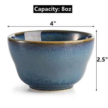 Peohud 6 Pack Small Dessert Bowls, 8 Ounce Bouillon Cups, Porcelain Pinch Bowl Ramekins for Dessert ...