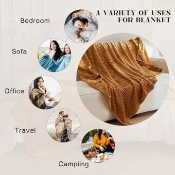 Simple&Opulence Fall Rust Throw Blanket for Couch-Super Soft Fluffy Blankets for Women 50x70 Inches ...