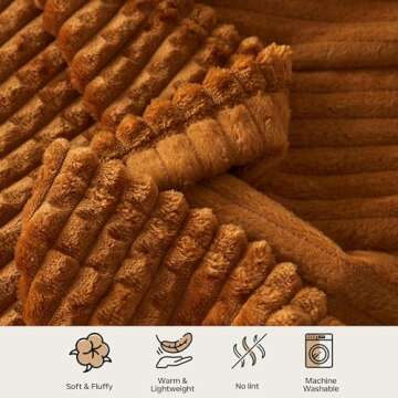 Simple&Opulence Fall Rust Throw Blanket for Couch-Super Soft Fluffy Blankets for Women 50x70 Inches Cozy Lightweight Fleece Blanket for Home Decor