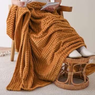 Simple&Opulence Fall Rust Throw Blanket for Couch-Super Soft Fluffy Blankets for Women 50x70 Inches Cozy Lightweight Fleece Blanket for Home Decor