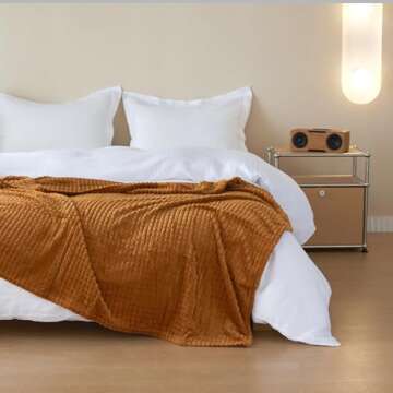 Simple&Opulence Fall Rust Throw Blanket for Couch-Super Soft Fluffy Blankets for Women 50x70 Inches Cozy Lightweight Fleece Blanket for Home Decor