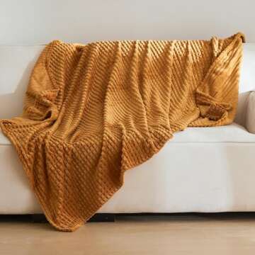 Simple&Opulence Fall Rust Throw Blanket for Couch-Super Soft Fluffy Blankets for Women 50x70 Inches Cozy Lightweight Fleece Blanket for Home Decor
