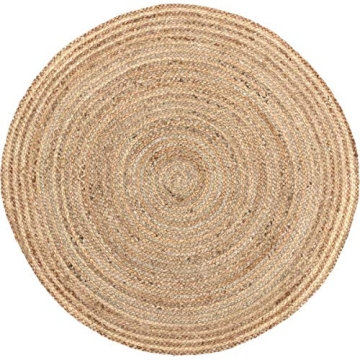 VHC Brands Harlow Boho Coastal Farmhouse Natural Fiber Jute Rug, 3' Diameter 36" Round Tan Area Rug ...
