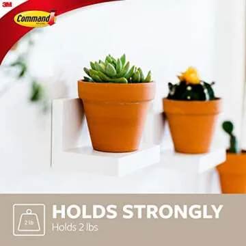 Command Display Ledges, Holds up to 2 lb, Quartz, 2 Ledges with 8 Medium Command Strips, Damage Free Hanging Floating Shelf with Adhesive Strips, Personalize Living Room, Bedroom, Kids Room or Office