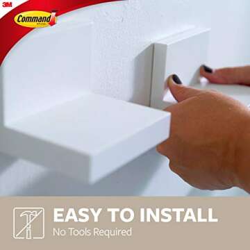 Command Display Ledges, Holds up to 2 lb, Quartz, 2 Ledges with 8 Medium Command Strips, Damage Free Hanging Floating Shelf with Adhesive Strips, Personalize Living Room, Bedroom, Kids Room or Office