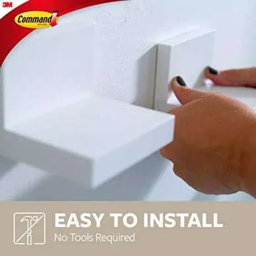 Command Display Ledges, Holds up to 2 lb, Quartz, 2 Ledges with 8 Medium Command Strips, Damage Free Hanging Floating Shelf with Adhesive Strips, Personalize Living Room, Bedroom, Kids Room or Office