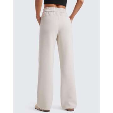 CRZ YOGA SoftAura Wide Leg Sweatpants Women 31" Modal High Waisted Lounge Travel Casual Sweat Pants with Pockets Drawstring Milky White (Bone) Medium