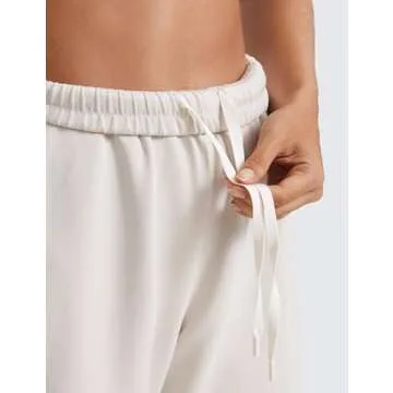 CRZ YOGA SoftAura Wide Leg Sweatpants Women 31" Modal High Waisted Lounge Travel Casual Sweat Pants with Pockets Drawstring Milky White (Bone) Medium