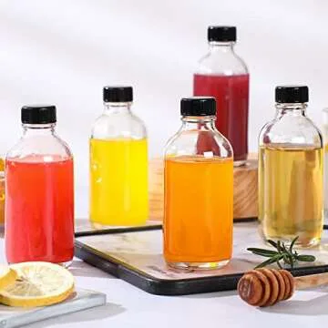 6 Pack 4oz Glass Bottles with Lids & Funnels for Travel