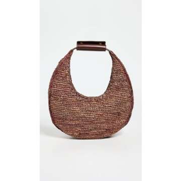 STAUD Women's Moon Raffia Tote Bag - Chic Mahogany Brown for Every Occasion