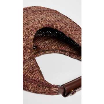 STAUD Women's Moon Raffia Tote Bag in Mahogany Brown