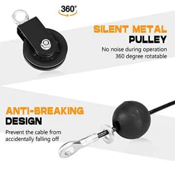 Pulley System Gym,Upgraded Pully Exercise Equipment,Weight Cable Pulley System Attachments for Lat Pull Down Machine,Tricep, Biceps,Back, Shoulder Workouts, Home Gym Equipment