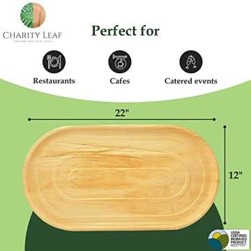Charity Leaf Palm Leaf Trays for Events - Eco-Friendly & Compostable