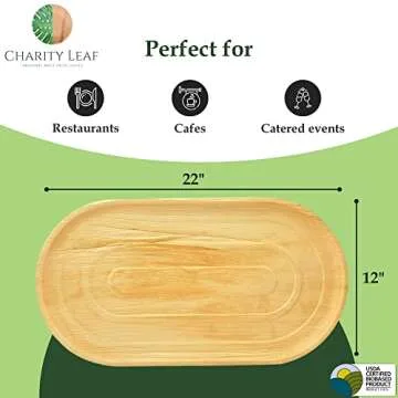Charity Leaf Palm Leaf Trays for Events - Eco-Friendly & Compostable