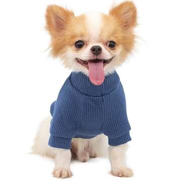 LOPHIPETS Small Dog Turtleneck Sweaters for Chihuahua Puppy Clothes-Blue/L