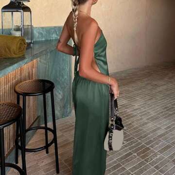 Stylish Fepege Satin Tube Top Pants Set for Summer Outings