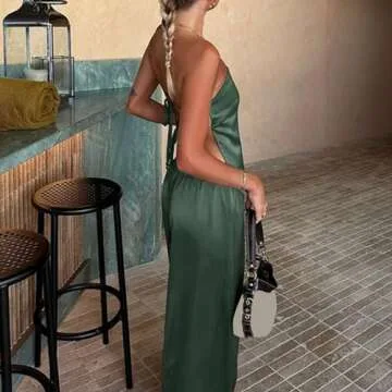 Stylish Fepege Satin Tube Top Pants Set for Summer Outings