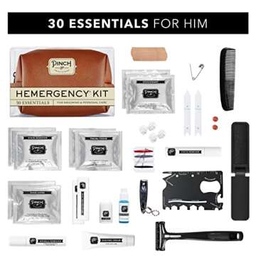 Pinch Provisions Hemergency Kit for Men, Includes 30 Style & Grooming Essentials, Gift & Accessory f...