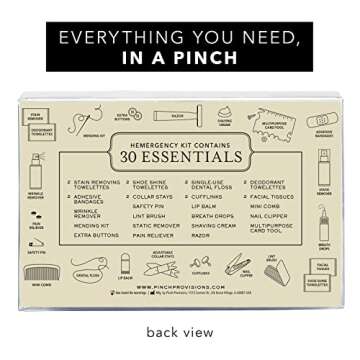 Pinch Provisions Hemergency Kit for Men, Includes 30 Style & Grooming Essentials, Gift & Accessory for Grooms, Best Man, Personal Care, Travel or Cars