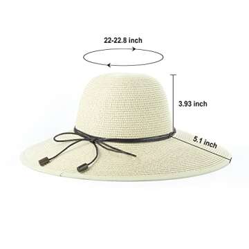 Koreshion Women Summer Wide Brim Straw Hat Beach Foldable Sun Hats Floppy Roll Up Cap Uv UPF 50+ Cap...