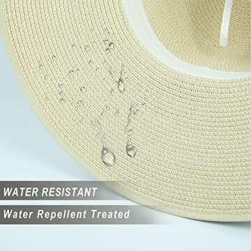 Koreshion Women Wide Brim Straw Hat UPF 50+ Beach Cap