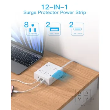 Surge Protector Power Strip with USB Ports for Any Device