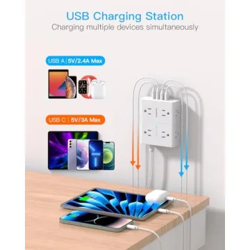Surge Protector Power Strip with USB Ports for Any Device