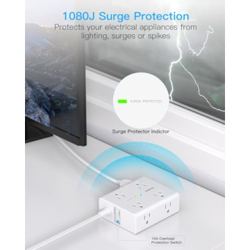 Surge Protector Power Strip with USB Ports for Any Device