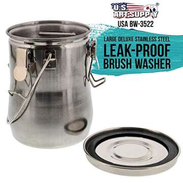 US Art Supply Large Stainless Steel Leak-Proof Premium Brush Washer
